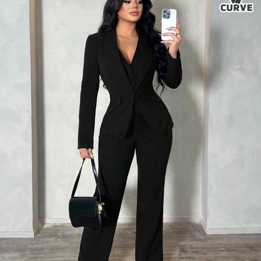 SHEIN Classic Black Pantsuit